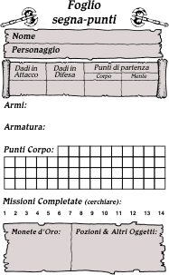 Foglio Segna-Punti versione americana